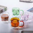 thumbnail image 3 of Bear Verres en Verre Double Transparents avec Poignées, Double Couche, Verrerie Domestique Résistante au Transfert Thermique, Tasse à Café, 3 of 21