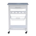 thumbnail image 3 of Riverbay Furniture Pine Wood White Kitchen Island Rectangular Food-Safe Granite Top Locking Casters, 3 of 13