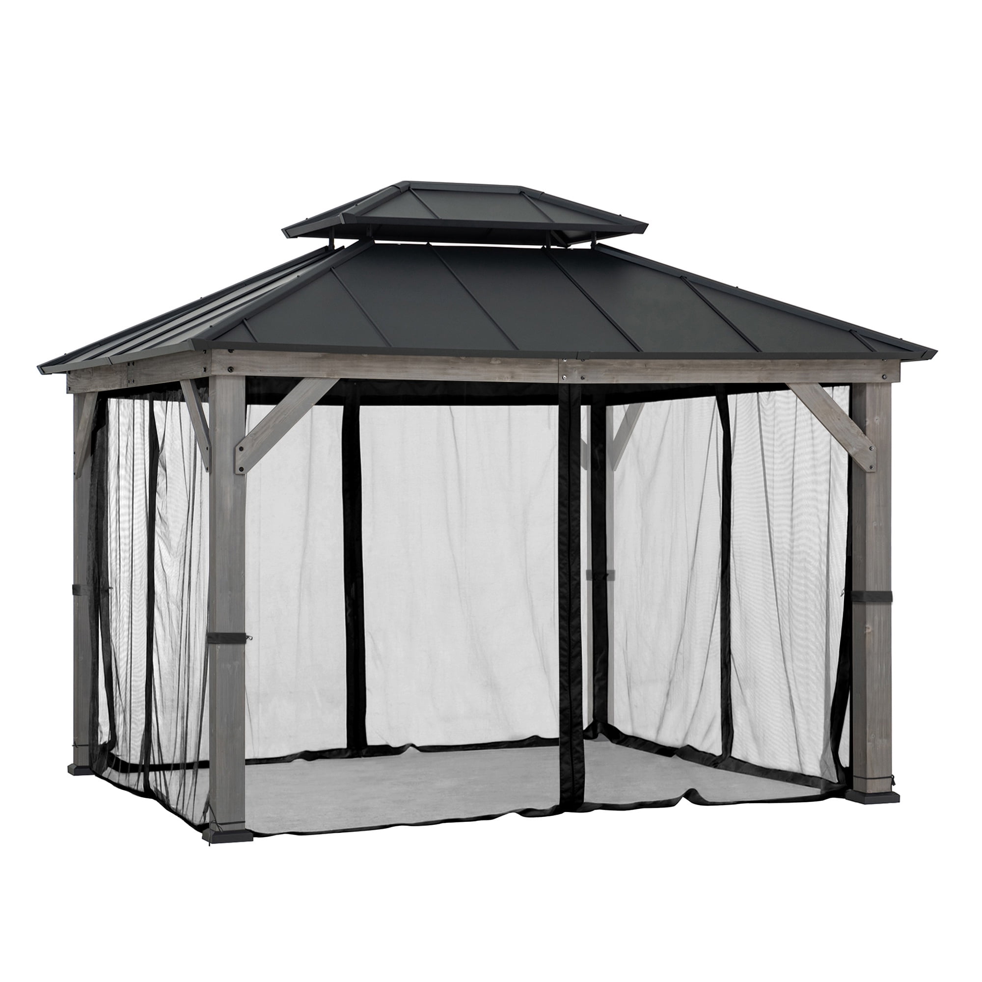 Sunjoy Panneaux de moustiquaire de rechange , 4 panneaux résistants à l'eau pour pergola de 3 m x 3,6 m, protection de terrasse et de jardin