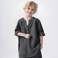 thumbnail image 2 of zbxnLI Kids Girls Spring Long Sleeve Shirts Button V Neck Casual Loose T-Shirts Solid Color Summer Tops, 2 of 7