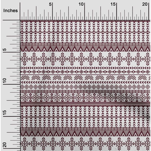 oneOone Polyester Lycra Maroon Fabric Geometric Tribal Craft Projects Decor Fabric Printed By The Yard 56 Inch Wide