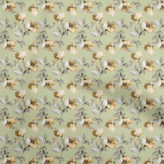 oneOone Viscose Chiffon Dusty Green Fabric Floral Craft Projects Decor Fabric Printed By The Yard 42 Inch Wide