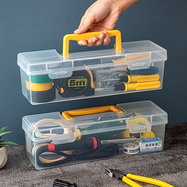 Vaidha Boîte à Outils de Quincaillerie Ménagère Transparente Longue Portable Boîte de Rangement pour Accessoires de Vis Boîte en Plastique