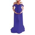 thumbnail image 4 of Offres du Jour TMOYZQ Robes de Maternité pour Femmes Épaules Dénudées Sans Bretelles Robe en Mousseline Fendue devant Robes Maxi Mode Robes Maxi pour Photographie, 4 of 7