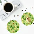 thumbnail image 4 of Vsdgher Green Avocado Print Leather Coasters for Drinks, Durable Drink Coasters 4 Set for Tabletop Protection, Luxurious Home Décor and Housewarming Gift-Octagon, 4 of 6