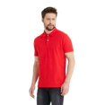 thumbnail image 1 of Men's Polo Performance Quick Dry Soft 2-Button Solid Short Sleeve Cotton T-Shirt (M, Red), 1 of 1