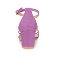 thumbnail image 2 of BLISSFUL STEP Women's Glitter Crisscross Strap Chunky Heels Sandals Purple (Size 9), 2 of 6