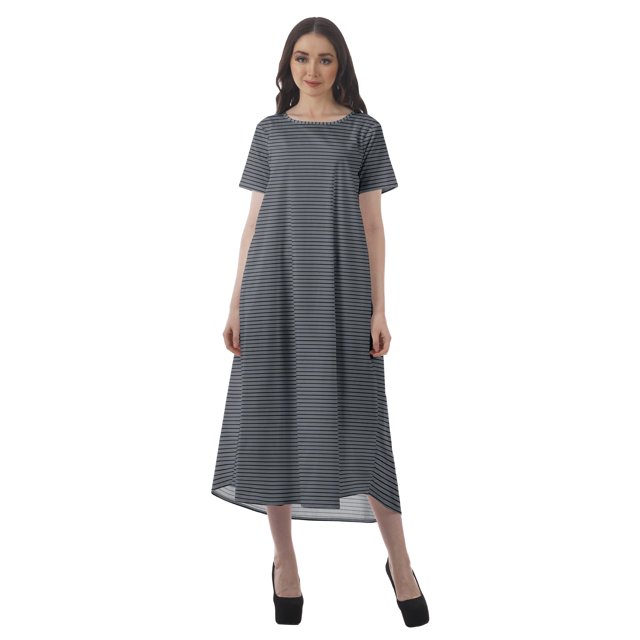Moomaya Robes d'Été Imprimées pour Femmes à Manches Courtes en Coton Flex Robe de Soirée