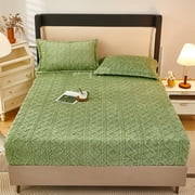 YYV Plush Velour Fitted Bedsheet 59.1x78.7 in Thick Velvet Mattress Protector Plush Winter Bed Cover Soft Non Slip Quilted Bedspread Warm Luxury Bedding