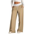 thumbnail image 1 of Pants for Women, Womens Fashionable Striped Printed Drawstring Wide Leg Pants, 1 of 4