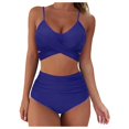 thumbnail image 1 of Women Sexy Solid Push Up High Cut Lace Up Halter Bikini Set Two Piece Swimsuit, 1 of 8