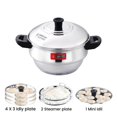thumbnail image 2 of Compact 12 Stainless Steel Idly Maker With Encapsulated Sandwich Bottom - 3 Idly Plates+ 2 Steamer Plates For Momos + 1 Mini Idly Plate For Idly & Dhokla - Silver, 3.5 Liters | Compact 12 Ultra, 2 of 5