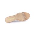 thumbnail image 4 of BLISSFUL STEP Women's Triple Strap Rhinestone Mules Open Toe Stiletto Heel Slide Sandals Nude 10, 4 of 8