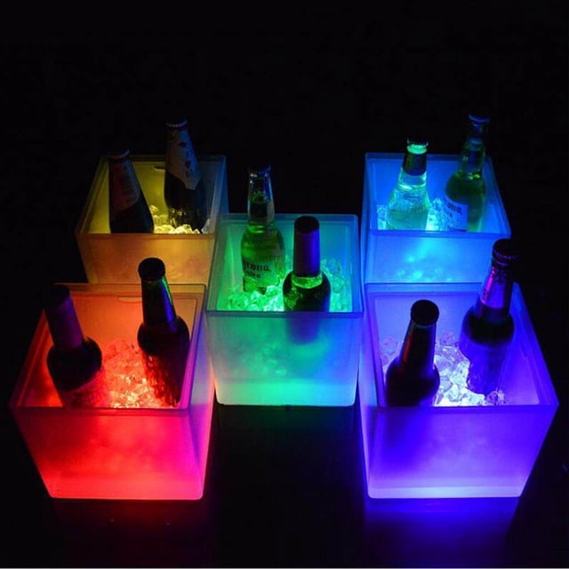 3.5L LED Ice Cooler Bucket Party Bar Beer Wine Champagne Modern Drinks Drinks Box Blue
