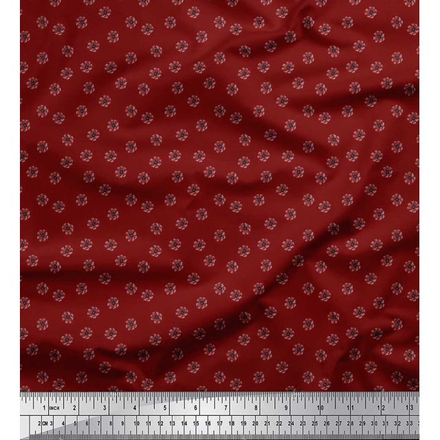 Soimoi polyester Crepe Fabric Cosmos Floral Print Fabric by Yard 42 Inch Wide