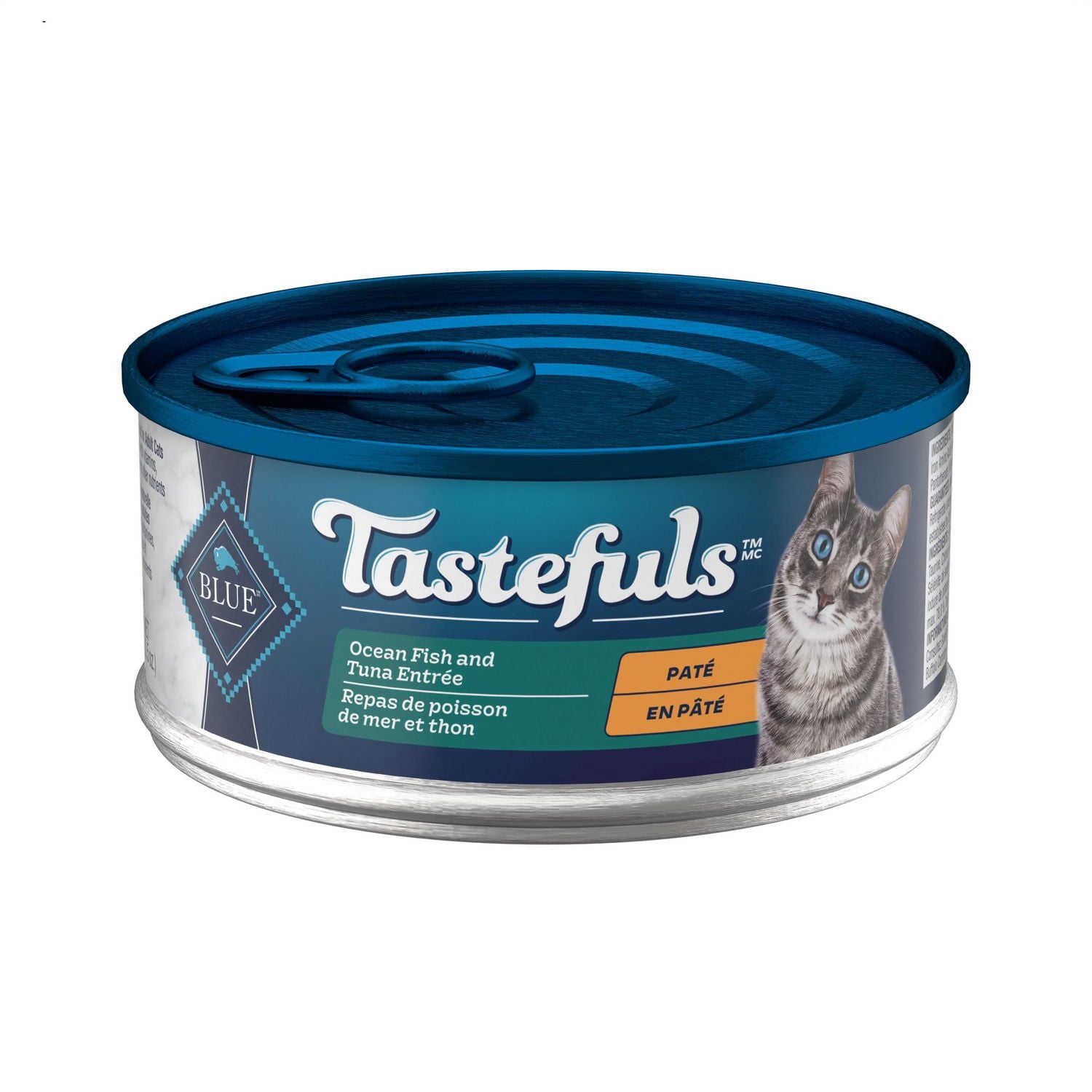 Blue Buffalo Tastefuls Natural Wet Cat Food Cans, Paté Style, Ocean Fish and Tuna Entrée
