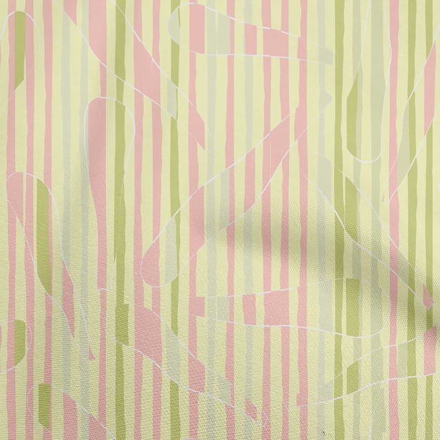 oneOone Rayon Pale Yellow Fabric Geometric Abstract Petal Craft Projects Decor Fabric Printed By The Yard 56 Inch Wide