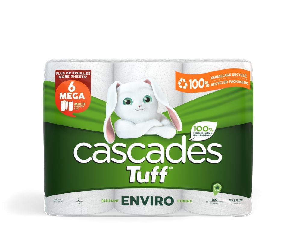 Cascades Tuff Enviro Paper Towels, 6 Rolls, 160 Sheets, 2-Ply