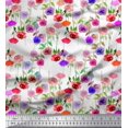 thumbnail image 1 of Soimoi Tissu Popeline de Coton Imprimé Feuilles & Roses au Mètre 42 Pouces de Large, 1 of 3