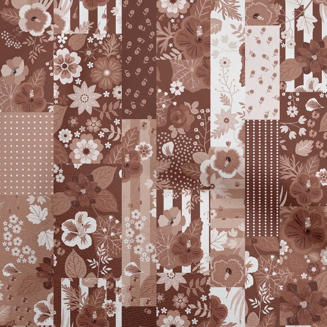oneOone Polyester Spandex Maroon Fabric Asian Mix Floral Fabric For Sewing Printed Craft Fabric By The Yard 56 Inch Wide