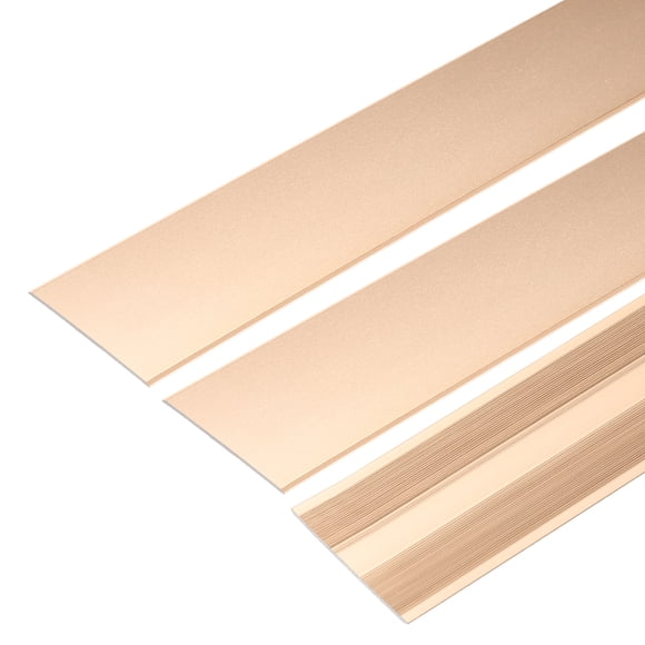 Uxcell 3 Pcs Aluminum Flat Molding Floor Transition Strip for Doorway, Laminate Flooring (2"x3 Ft, Gold)
