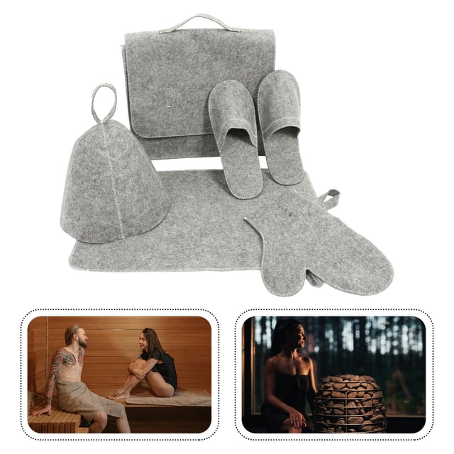 FONDOTIN 1Set Portable Felt Showering Hats And Gloves Perfect For Sauna And Swimming Activities