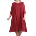 thumbnail image 1 of B91xZ Femmes Décontracté Manches Courtes Robe d'Invité de Mariage Élégante Robe de Midi à Manches Courtes Robe Longue Fluide, Rouge XXXL, 1 of 5
