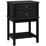 HOMCOM Modern End Table, Nightstand Bedside Table with Drawer Black