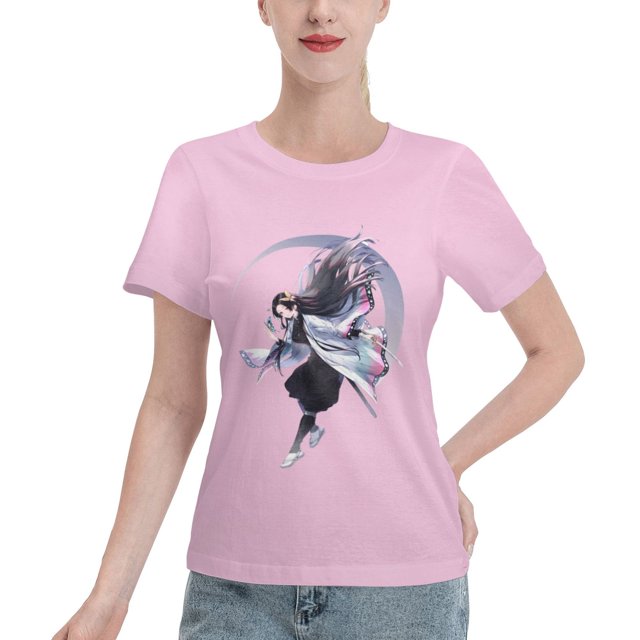 T-Shirt Basique à Manches Courtes pour Femmes Demon Slayer Papillon Ninja
