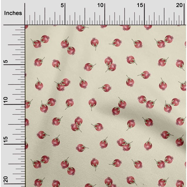 oneOone Viscose Chiffon Fabric Pomegranate Fruit Printed Craft Fabric BTY 42 Inch Wide