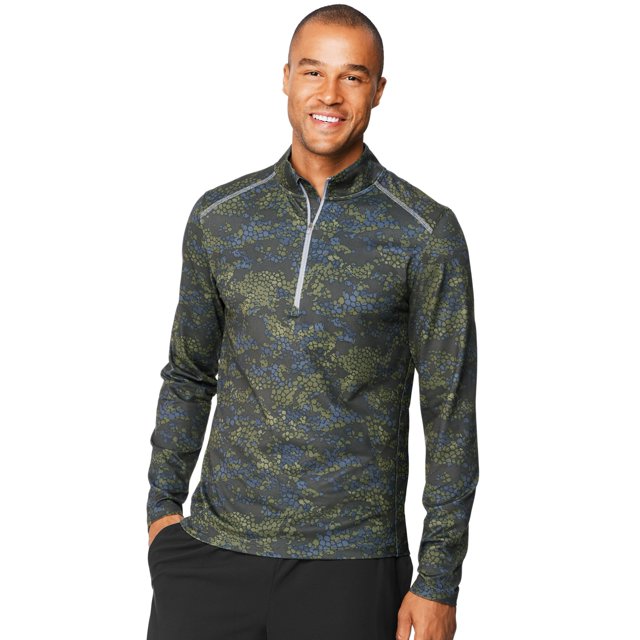 Hanes Mens Sport X-Temp Performance Quarter-Zip Sweatshirt, M, Camouflage Green