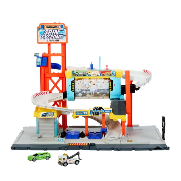 Matchbox-Coffret Station de Lavage Tornade-avec Corvette et dépanneuse