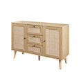 thumbnail image 3 of Buffet 3 Tiroirs en Bois Massif et Rotin 47 Pouces - Naturel, 3 of 5