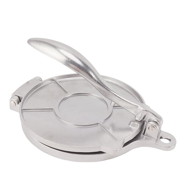 Tortilla Press, Aluminum Alloy Tortilla and Roti Maker by Zaqw, featuring a durable aluminum alloy construction with a smooth, flat pressing surface and a sturdy handle. Ideal for making tortillas, rotis, tacos, hand pies, and meat pies. Designed for home use, it is easy to clean and requires no special skills to operate. The compact and efficient design saves time and energy in the kitchen.