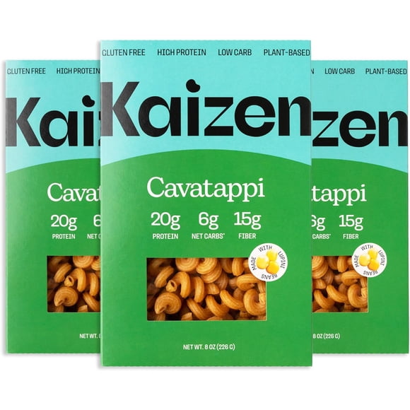 Kaizen Pâtes Lupini Cavatappi Faibles en Glucides - Pâtes Céto, Riches en Protéines, d'Origine Végétale, Faites avec de la Farine de Lupin Riche en Fibres - 8 Onces (Lot de 3)