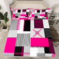 thumbnail image 2 of Erosebridal Geometric Stripe Bed Sheets Set Queen Size,Rectangle Lines Bedding Sets Queen Size,Patchwork Decor,Breathable,4 Pieces, 2 of 7
