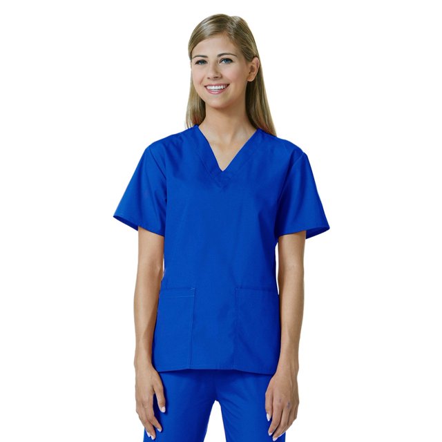 core by maevn women's v-neck solid scrub top