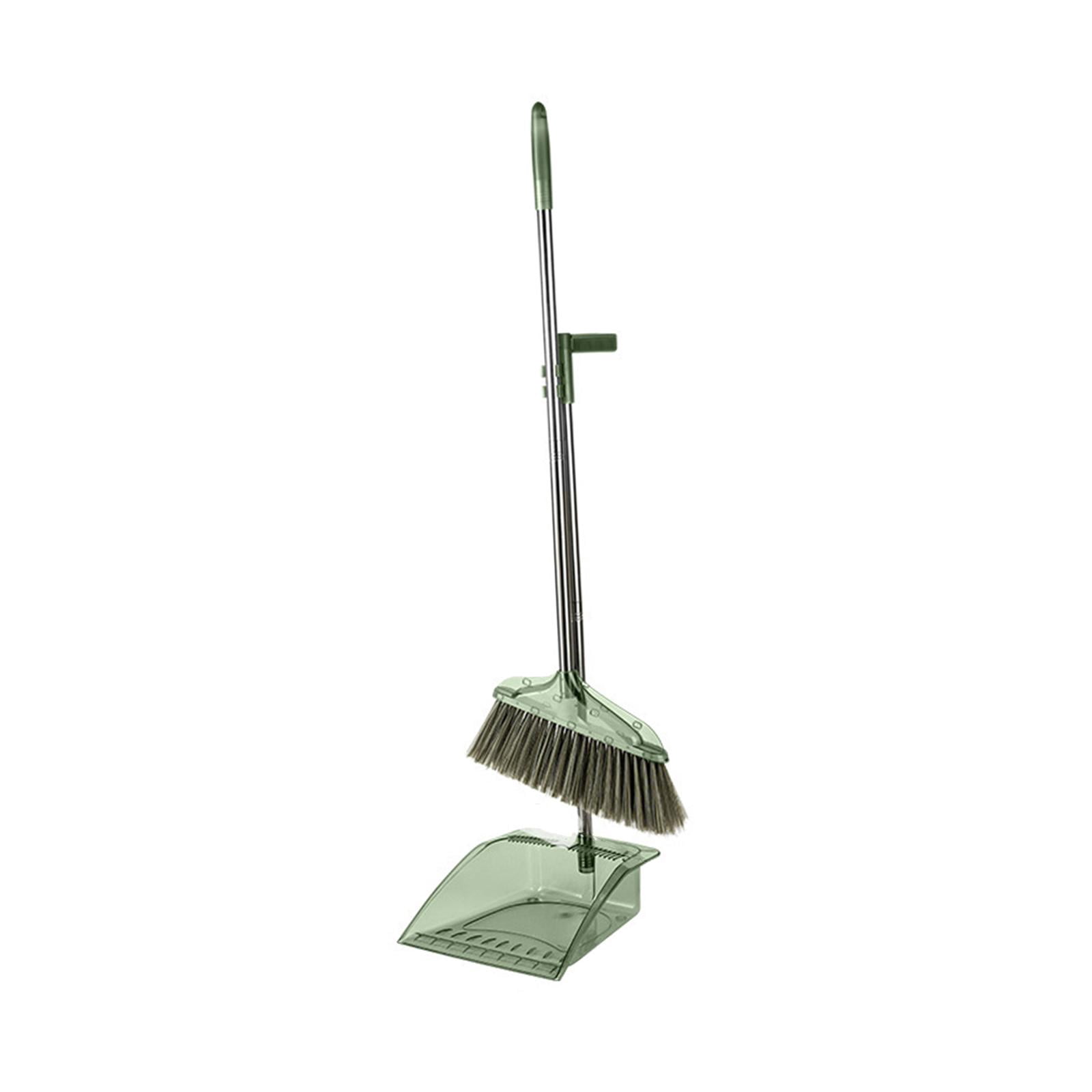 Broom Dustpan Set, Broom Dust Pan, Household Cleaning, Long Handle Cleaning Set, green