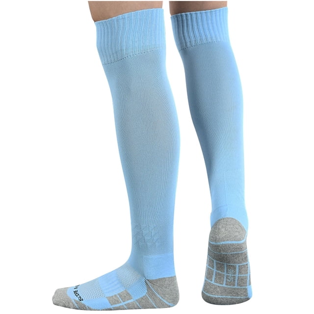 RXIRUCGD Children's Sports Socks Solid Color Football Socks High Tube Socks Knee High Socks( Sky Blue, Size:M )