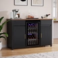 thumbnail image 1 of GDLF Grande Armoire de Bar à Café avec Espace pour Réfrigérateur, Mini Armoire-Frigo avec Rangement pour Vin, Buffet Bahut pour la Maison, Design Moderne Cannelé,53.2 Pouces L, 1 of 5