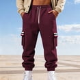 thumbnail image 1 of Ceisia Men Solid Color Loose Casual Pants Elastic Waist Drawstring Sports Gift Work Trousers, 1 of 9