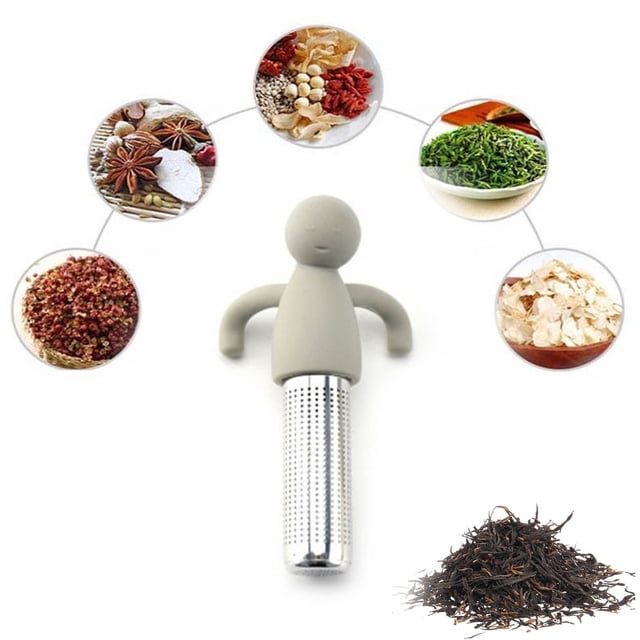 JWshufel Machine à Filtre à Thé Suspendue à Double Oreille en Acier Inoxydable, Facile à Nettoyer, Infuseur en Maille Résistant à la Rouille, Tasses Illimitées, Outil d'Infusion en Forme Humaine pour un Thé Rapide et Sans Scories