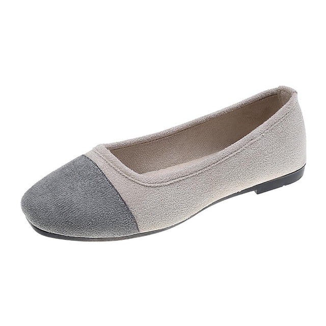 Casual Shoes For Women, Color-Block Canvas Slip-On Flats with Round Toe and Soft Sole for Spring and Summer, Large Sizes Available