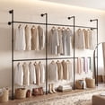 thumbnail image 4 of Gymax Industrial Pipe Clothing Rack Wall Mounted Heavy-Duty Metal Garment Organizer, 4 of 10
