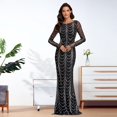 thumbnail image 4 of Robe de Soirée pour Femme Grande Taille, Col Rond, Manches Longues, Sirène, Paillettes, Tulle, Longueur au Sol, Robe de Fête, Robe Formelle pour Femme, 4 of 7