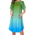 thumbnail image 1 of Bwiyojiz Mode Tailles P-TTG Fermeture Éclair Latérale Allaitement Maternité Imprimé Robe à Manches Courtes Col Rond pour Femmes Enceintes Pyjama Décontracté, Bleu, 1 of 2