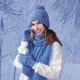 thumbnail image 2 of GDREDA Ensemble à la Mode pour Bébé d'Extérieur : Tuque, Foulard et Gants Chauds - Accessoires Trois Pièces pour Temps Froid Bleu, Taille Unique, 2 of 8