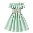 thumbnail image 1 of Kcodviy Robe Sans Manches Unie 2T pour Tout-Petites Filles Tenue de l'Action de Grâce Fille Robe Princesse Danse Fête Robe Patineuse Robes Vêtements, 1 of 4