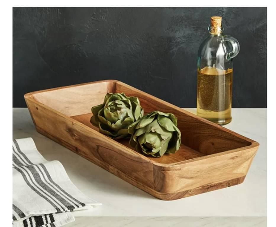 Better Homes & Gardens - Bol de service ovale en bois d'acacia, finition naturelle marron