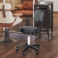 thumbnail image 2 of HOMCOM Tabouret Roulant Réglable, Tabouret de Dessin Pivotant en Cuir PU, Noir, 2 of 10
